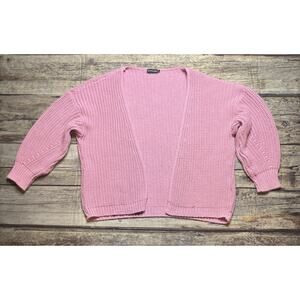 Pretty Little Things Womens Pink Knit Chunky Open Cardigan Size Medium